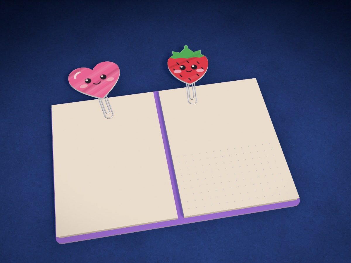 Clip Bookmarks: Heart and Strawberry