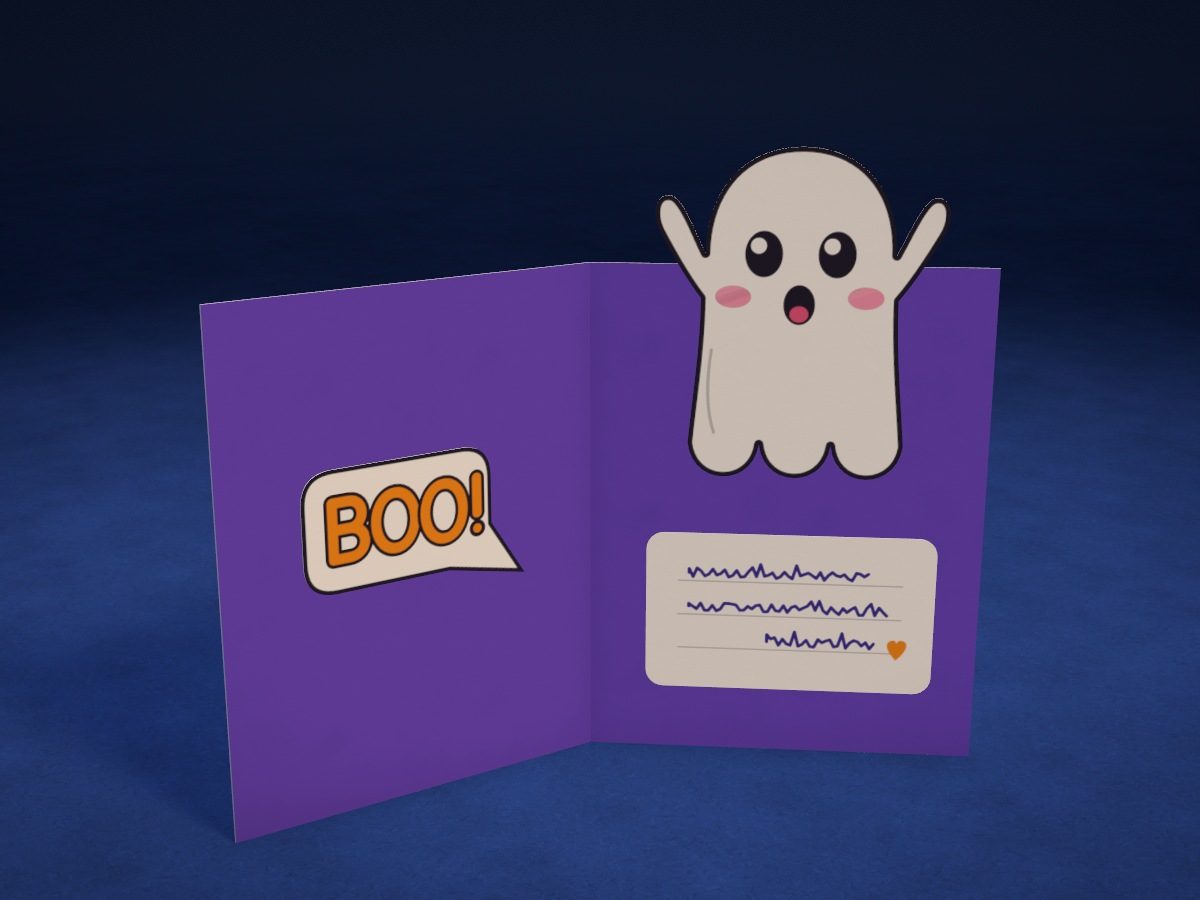 Tarjeta con fantasma que se asoma