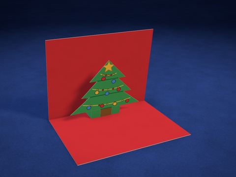 Tarjeta pop-up con árbol de Navidad