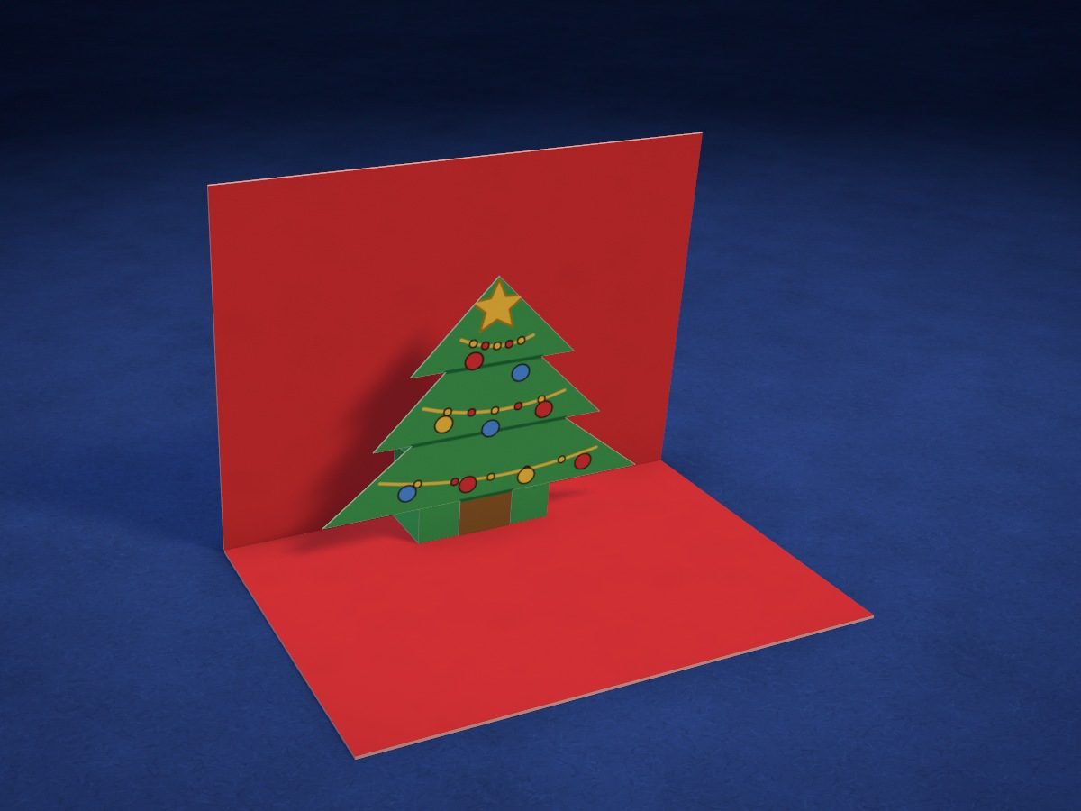Tarjeta pop-up con árbol de Navidad