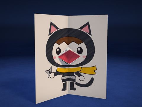 Tarjeta “boca parlante”: gato ninja