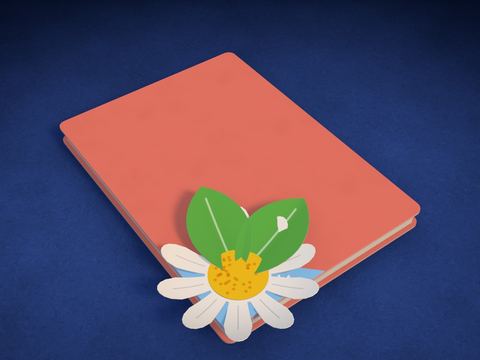 Marcapáginas de esquina con margarita